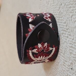 Embroidered Leather Cuff Bracelet